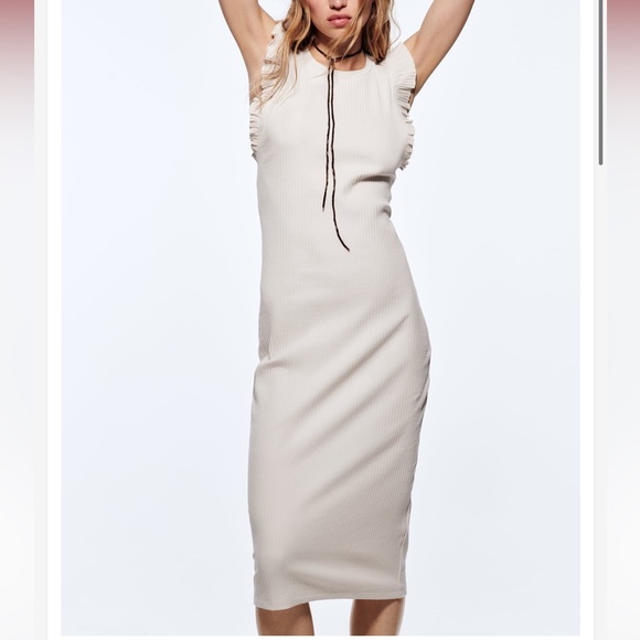 Zara Ruffled Ribbed Dress - Picture 2 of 9